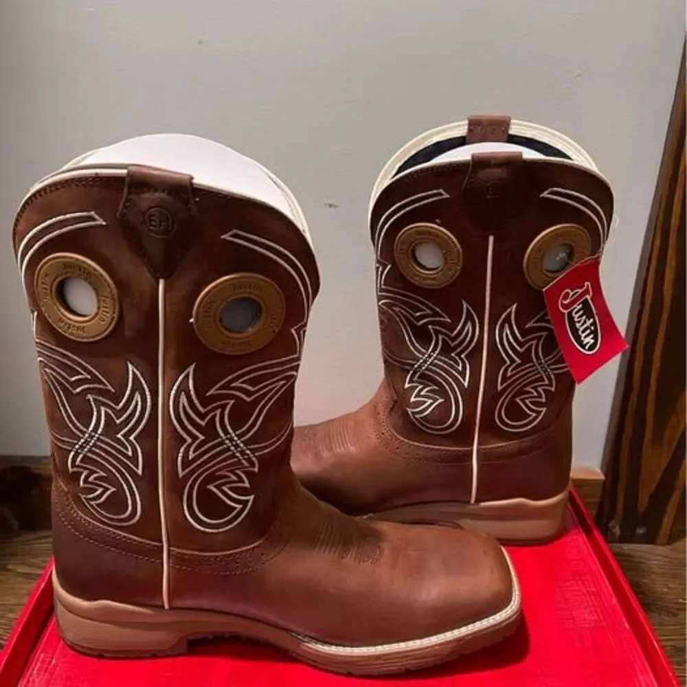 Justin 13D Men’s Leather Boots Cowhide Waterproof 11” Square Toe